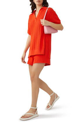 Mikala Crochet Polo Relaxed Top